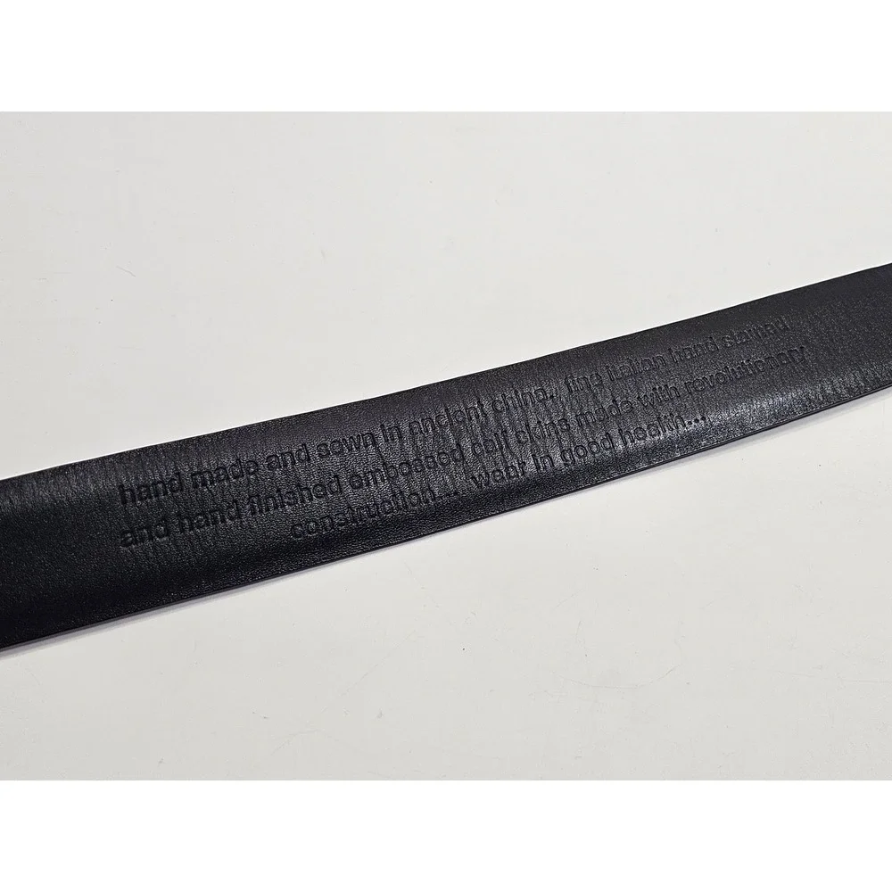 Bill Lavin Soft Collection Belt Mens 42 Black Embossed Leather Solid Brass Italy